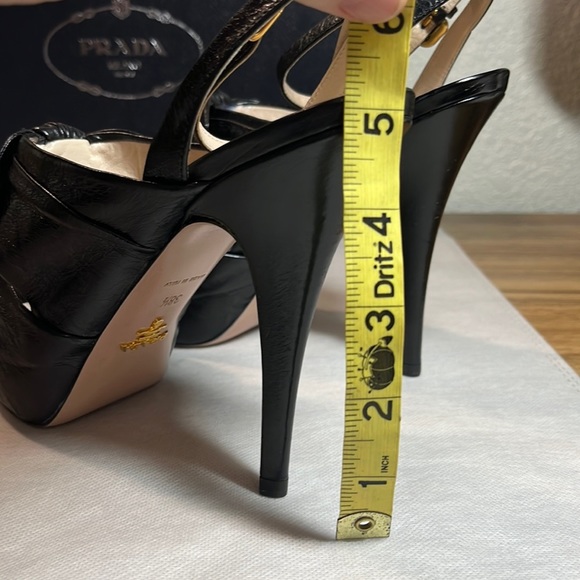 SOLDβ¨Pradaβ¨ NEW Calzature Donna Vit. Shine Lambskin Leather Heels EU Size 38.5 - Picture 12 of 17